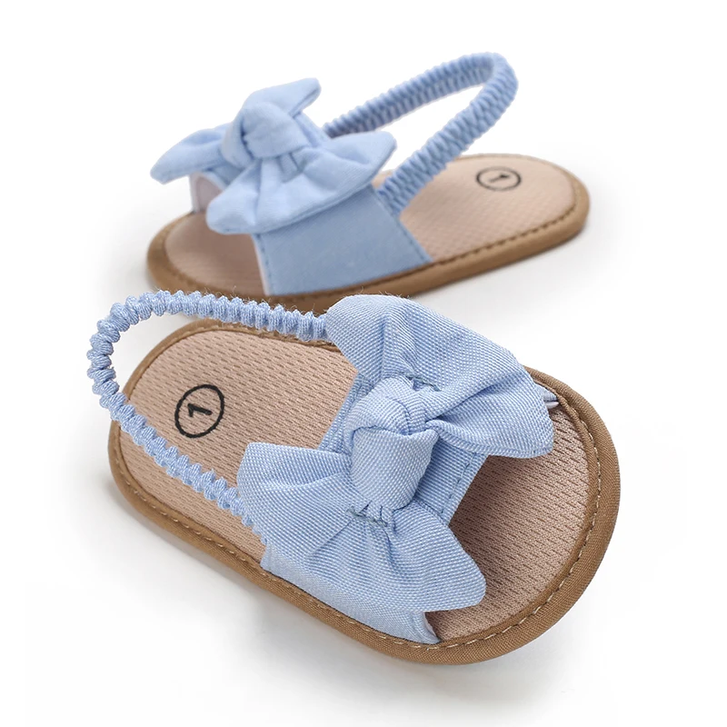 Casual Cute Bowknot Solid Color Sandals For Baby Girls  Breathable Lightweight Walking Shoes For Spring And Summer