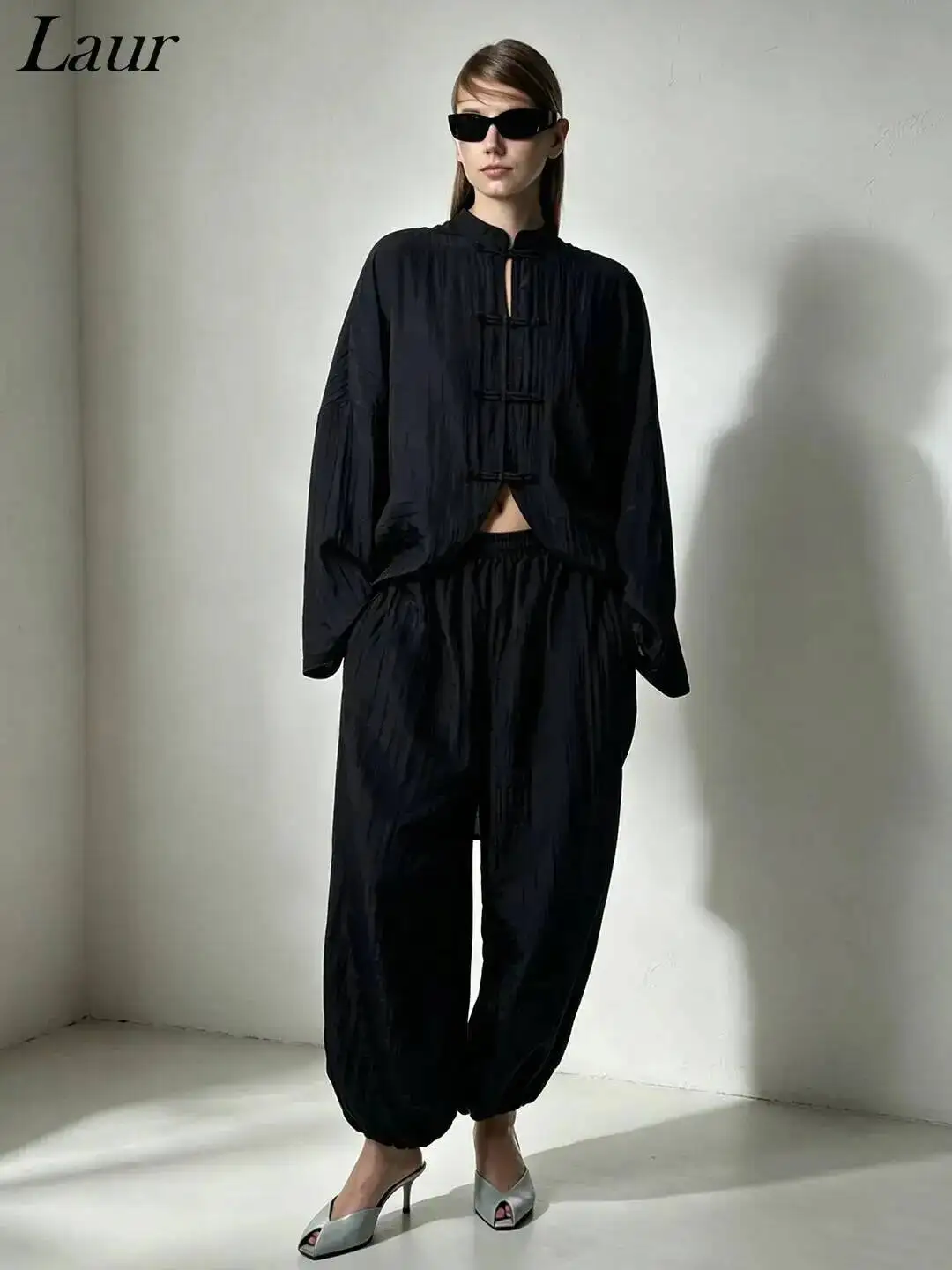 

Laru 2026 Women's Suit With Linen Pleated New Chinese Style Two-piece Set Of Loose And Lightweight Top And Pants Of High Quality