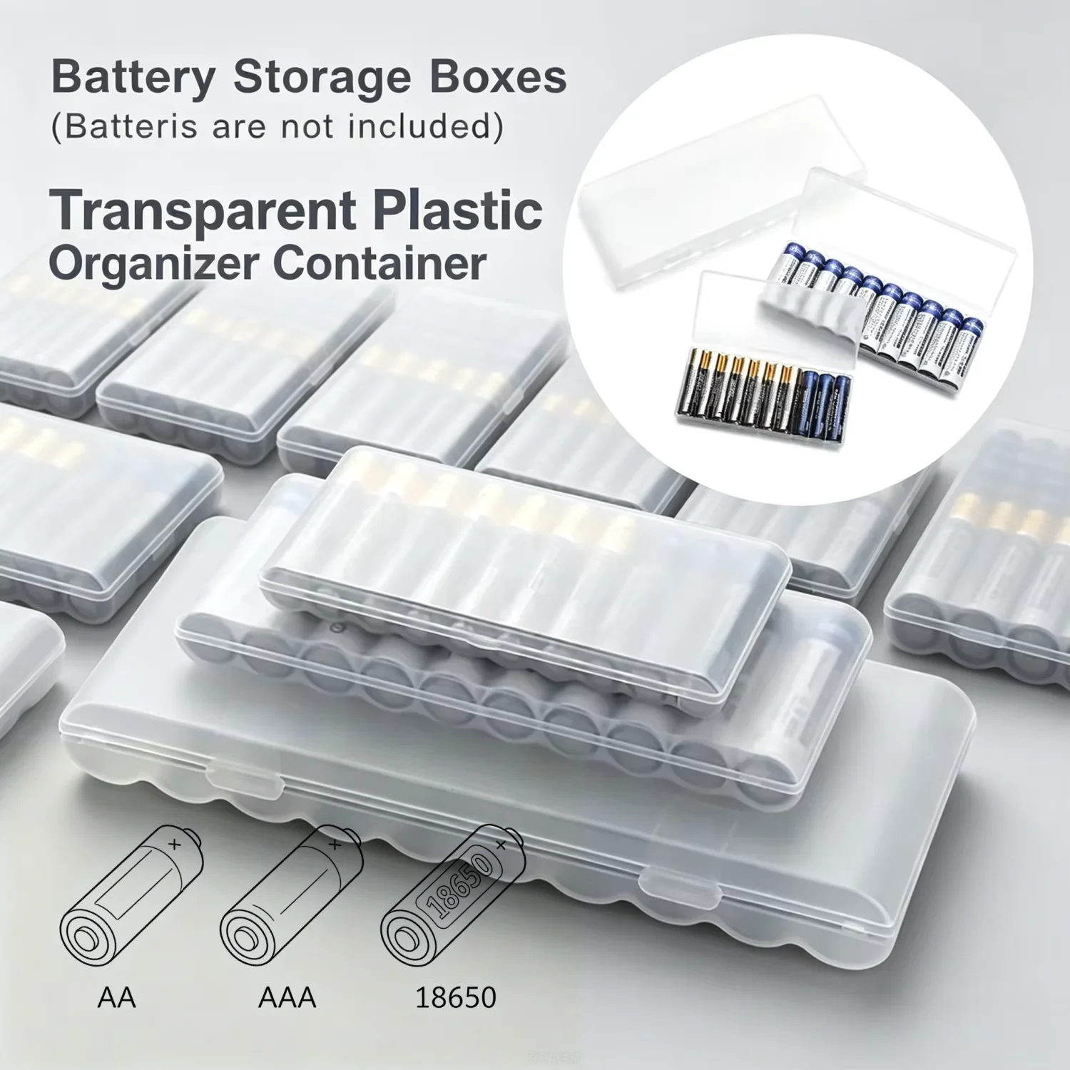 4/10 Slots Transparent Plastic Battery Storage Box Hard Holder Case for AAA AA 18650 Batteries Organizer Container Accessories