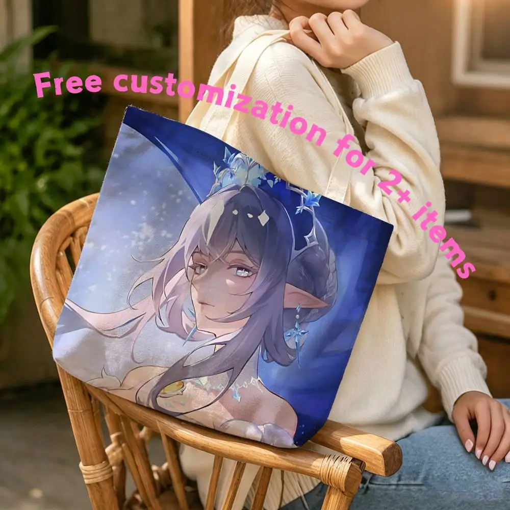 The Tsaritsa Genshin Ice-Queen Waterproof Lined Canvas bags suitable for going to class, shopping, gifts, and commuting