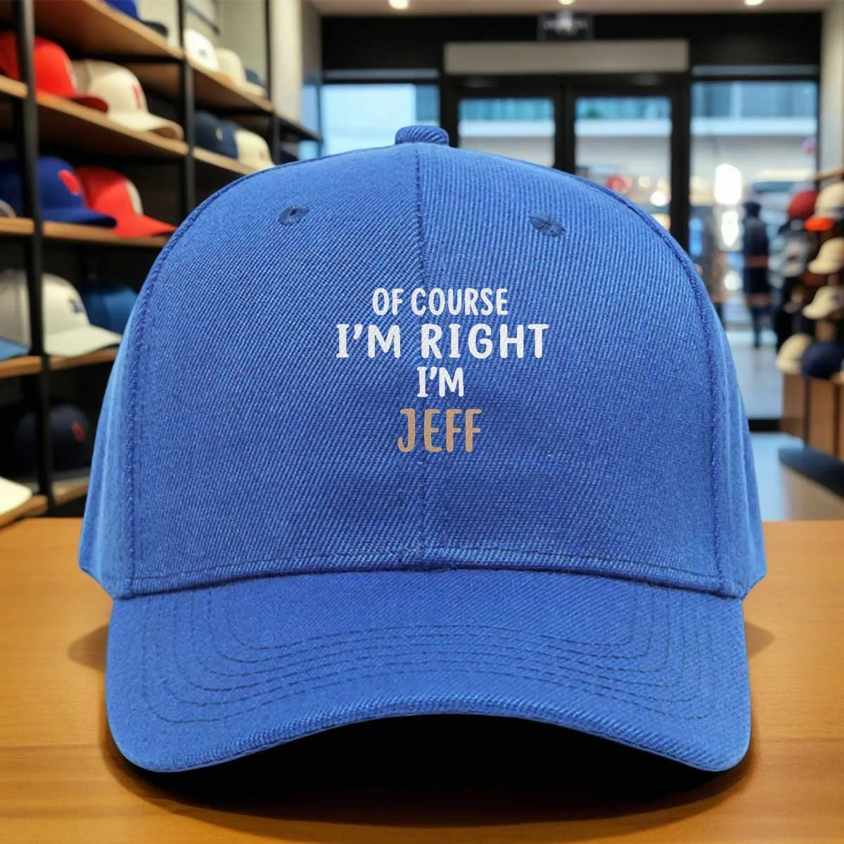 JEFF Beige Baseball Cap with JEFF Print & Patch, Adjustable Brim Hat Suitable for,, Graduation, Machine Washable Soft Cap with H