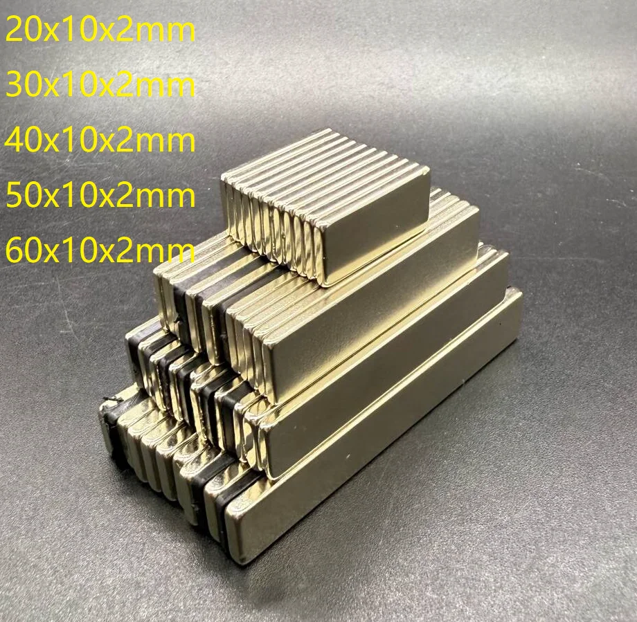 60x10x2 50x10x2 40x10x2 30x10x2 20x10x2 mm Magnetic Blocks Rectangular Neodymium Magnets N35 Strip Super Powerful Strong 60*10*2