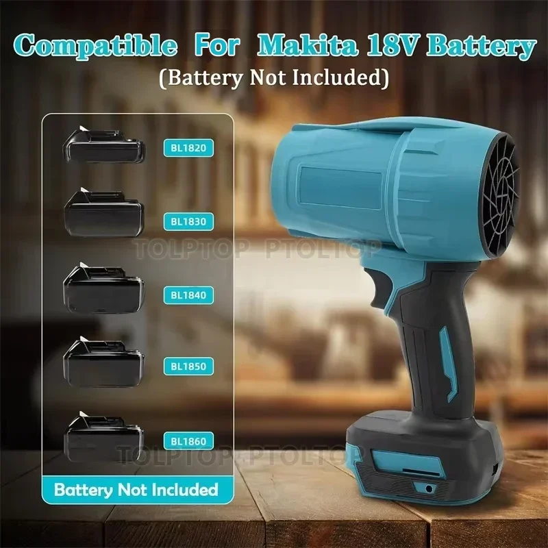 21V Handheld Strong Wind Industrial Jet Fan Blower Household Electric Hair Dryer Suitable for Makita 18V Lithium Battery