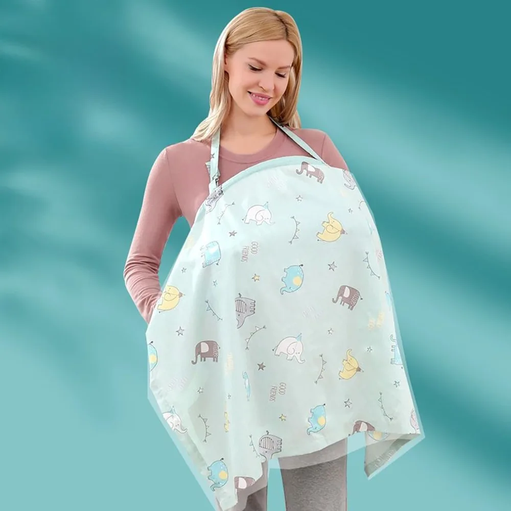 

Comfortable Mesh Breastfeeding Cover Cotton Cartoon Outdoor Nursing Towel Feeding Cover Adjustable Baby Stroller Blanket Mother