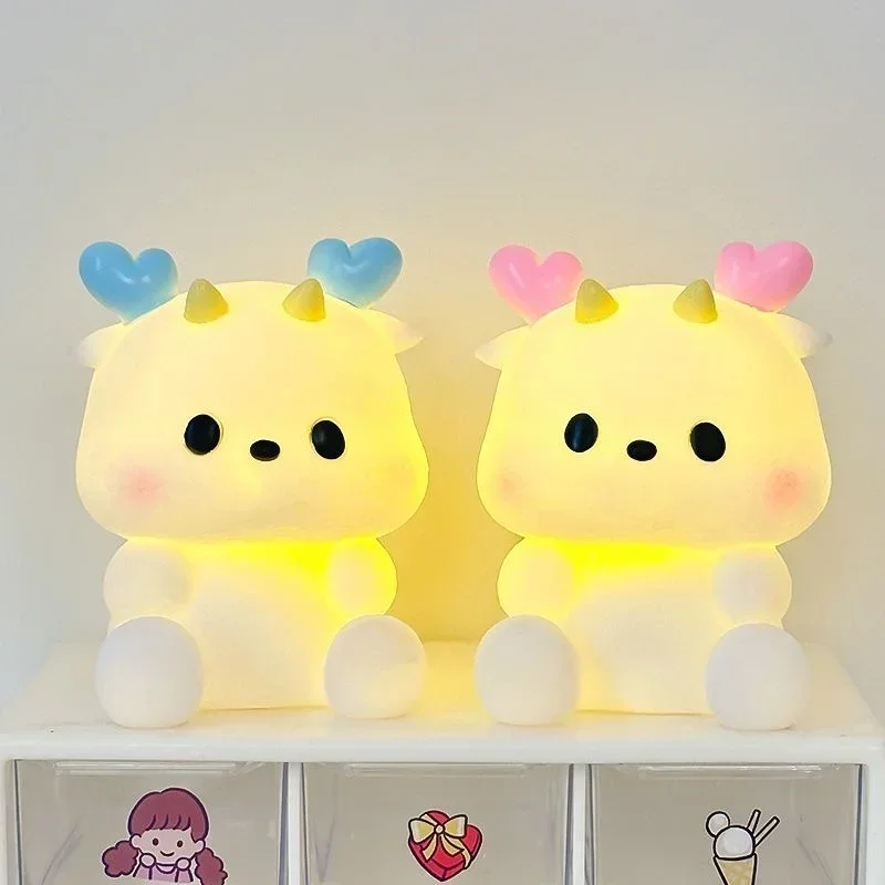 Creative New Cute Pet Cartoon Dragon Night Light Atmosphere Decoration Ornament High Beauty Bedhead Vinyl Lamp