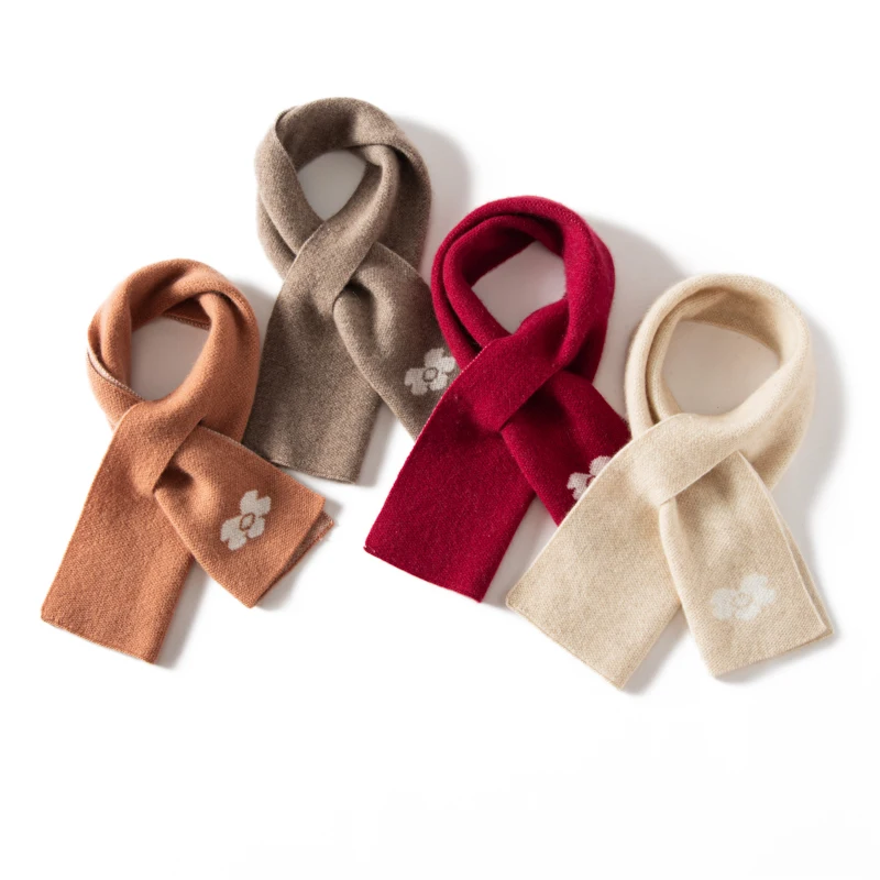 

100% кашемировый однотонный шарф с вышивкой крестом для женщин, теплый ветрозащитный шарф для защиты шеи, элегантный роскошный женский глушитель