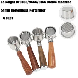 DeLonghi-filtro de mango de café sin fondo, 4 tazas de café con máquina Universal, aparato de café, 51mm, EC9335/9665/9155