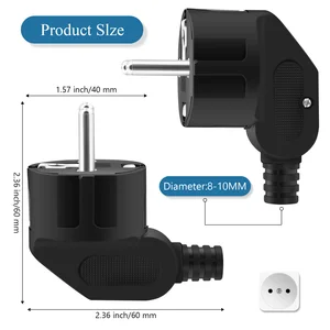 UE -Stecker -Aapter -Substitution, männliche Steckerkabel, Schuko -Ausgang, Frankreich, Korea, Europäer AC, Kabelanschluss, 3PCS 10 Hauptverkäufe männlicher Stecker - №9