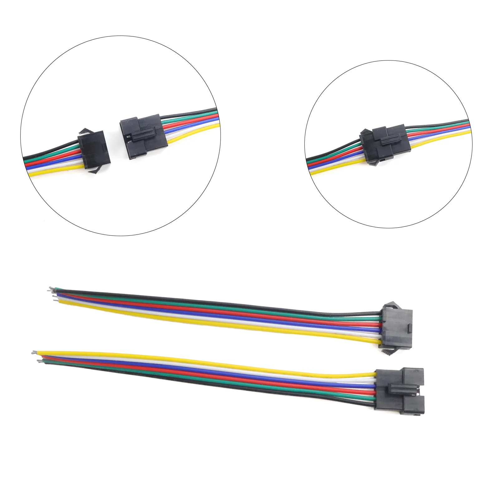 JST SM Connector Cable Male to Female 2/3/4/5/6 Pin 24AWG Wire Adapter for LED Strip Light WS2812 15cm 10Pairs
