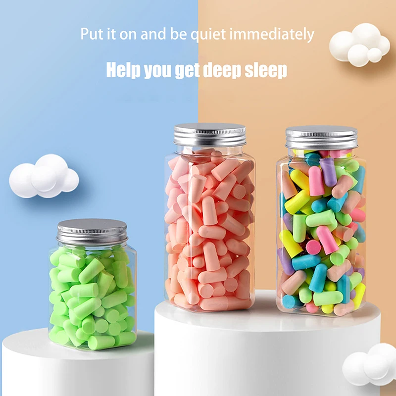 

24/60PCS Anti-Noise Abatement Sleeping Disposable Soundproof Ear Plug Mulitcolor Bullet Type Foam Rebound Skin Friendly Earplugs