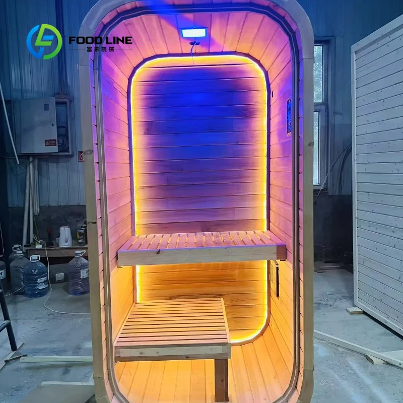 Customized Design Outdoor Sauna, Luxury Infrared Hemlock Sauna House with Wood Burning Stove Solid Wood Sauna Box