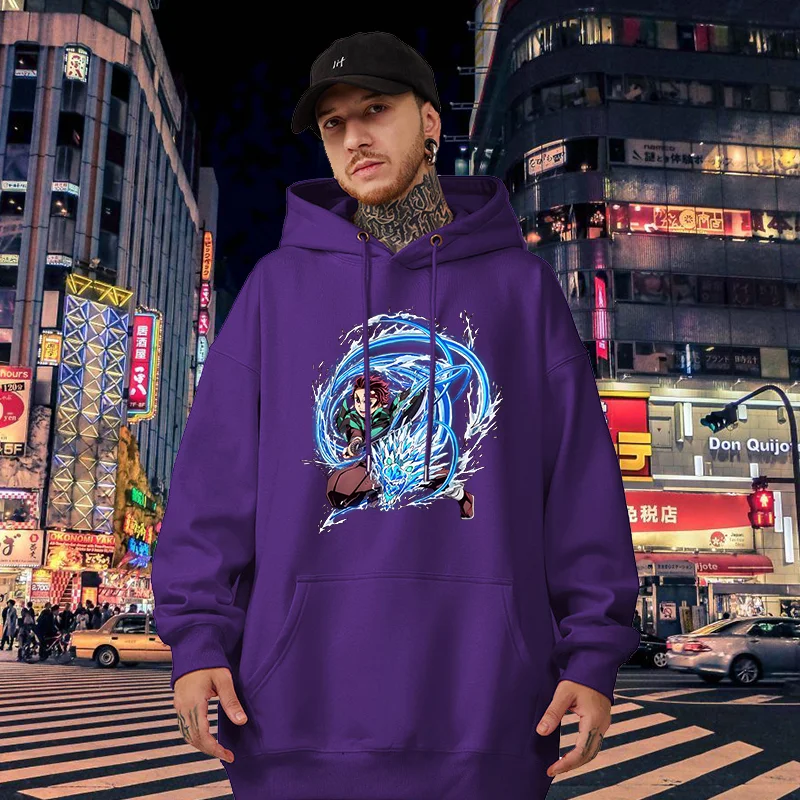 Demon Slayer Kamado Tanjirou Japan Anime Printed felpe con cappuccio da donna Plus Size felpe Pullover a maniche lunghe da donna