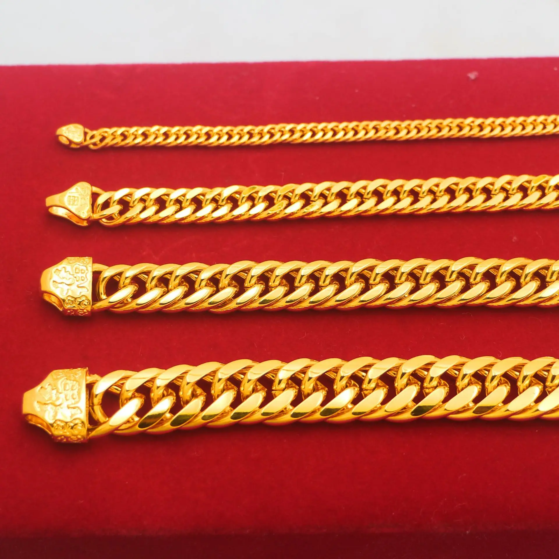 Luxury 24K 9999 Pure Gold real gold Men's Buckle Boss Chain Bracelet - Image 5