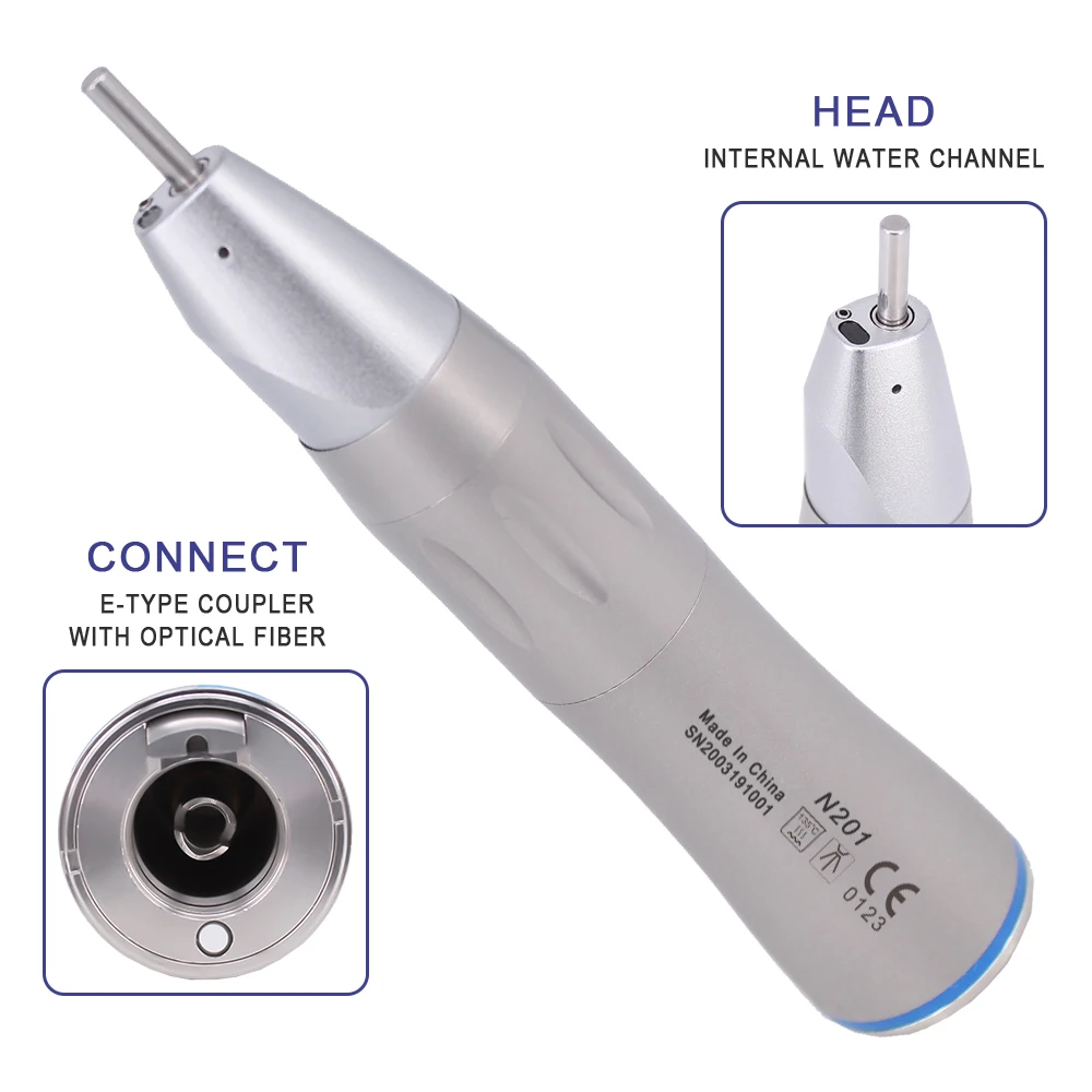 

1:1 Denal Low Speed Straight Handpiece with Fibre Optic Inner Water Spray Compatible with Air/Electric Motor Dental Handpiece