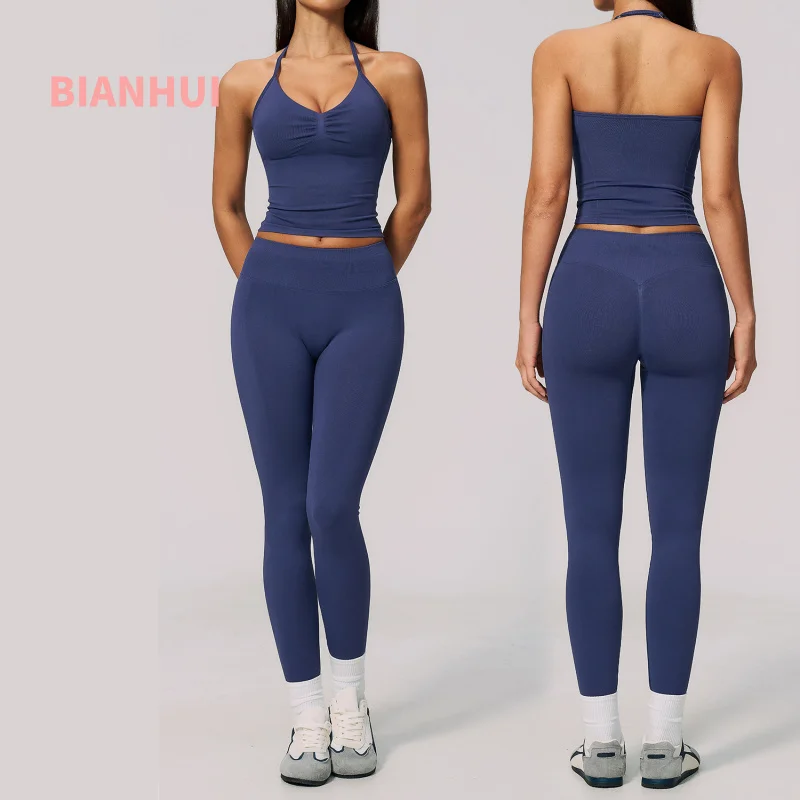 Yoga Suit For Women 2026 High Waist 2 Piece Yoga Outfit Slimming Shockproof Running Pants Leggings Gym Fitness Training Workout