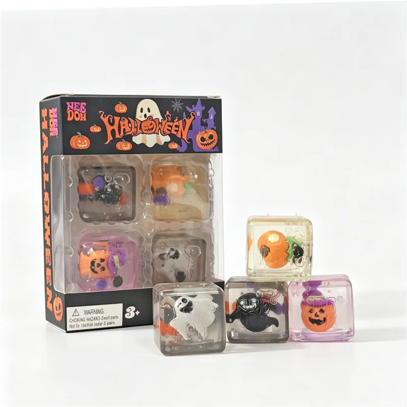 Needoh Nice Cube Squeeze Toy Halloween Limited Edition Maltose Slow Rebound For Gift Set Party Decor Decompression Toy 4 Pack