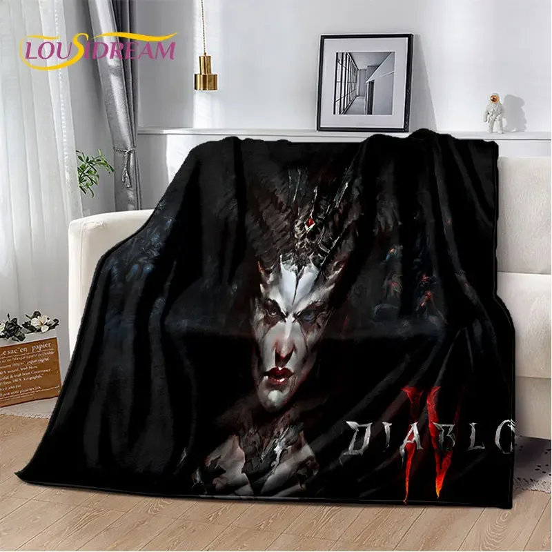 

D Diablo Game Cartoon Soft Plush Flannel Throw Blanket for Bedroom Living Room Sofa Picnic Cover Kids Cozy Warm Bedding
