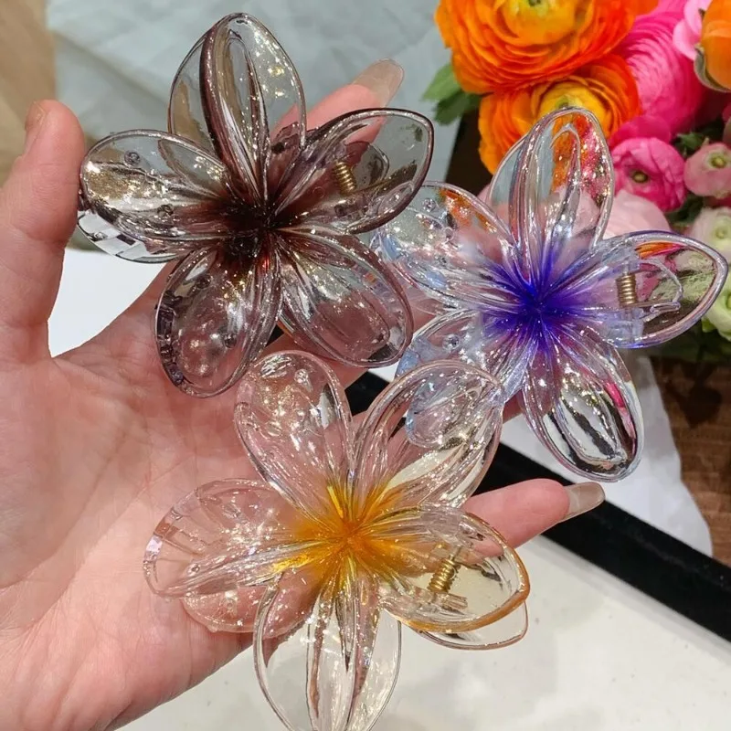 Cross-border candy color egg flower grab clip transparent color hairpin back head hair grab plate hairpin shark clip headdress