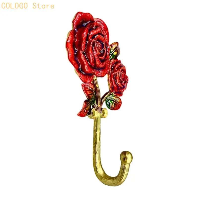 Rose Wall Hook Decorative Metal Hook for Bedroom Entryway Storage Adds Rose Detail While Holding Scarves Hats Keys and Small