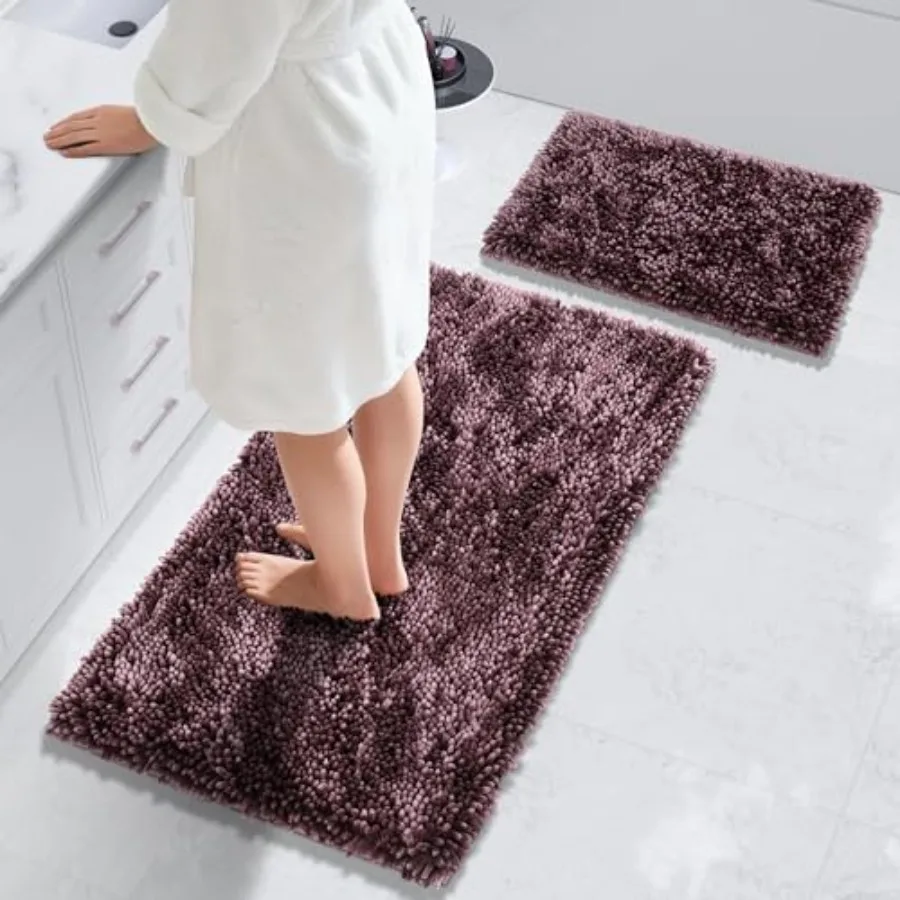 

Bathroom Rug Set 2 Piece Luxury Shaggy Bath Mat Set with Non Slip Backing Ultra Soft and Absorbent Mats for Bathroom Floor Mach