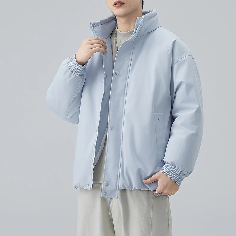 

Solid Color Men's Thicken Parkas 2025 Autumn Winter Warm Stand Collar Cotton-Padded Jackets Outwear Windproof Top Coats Clothing