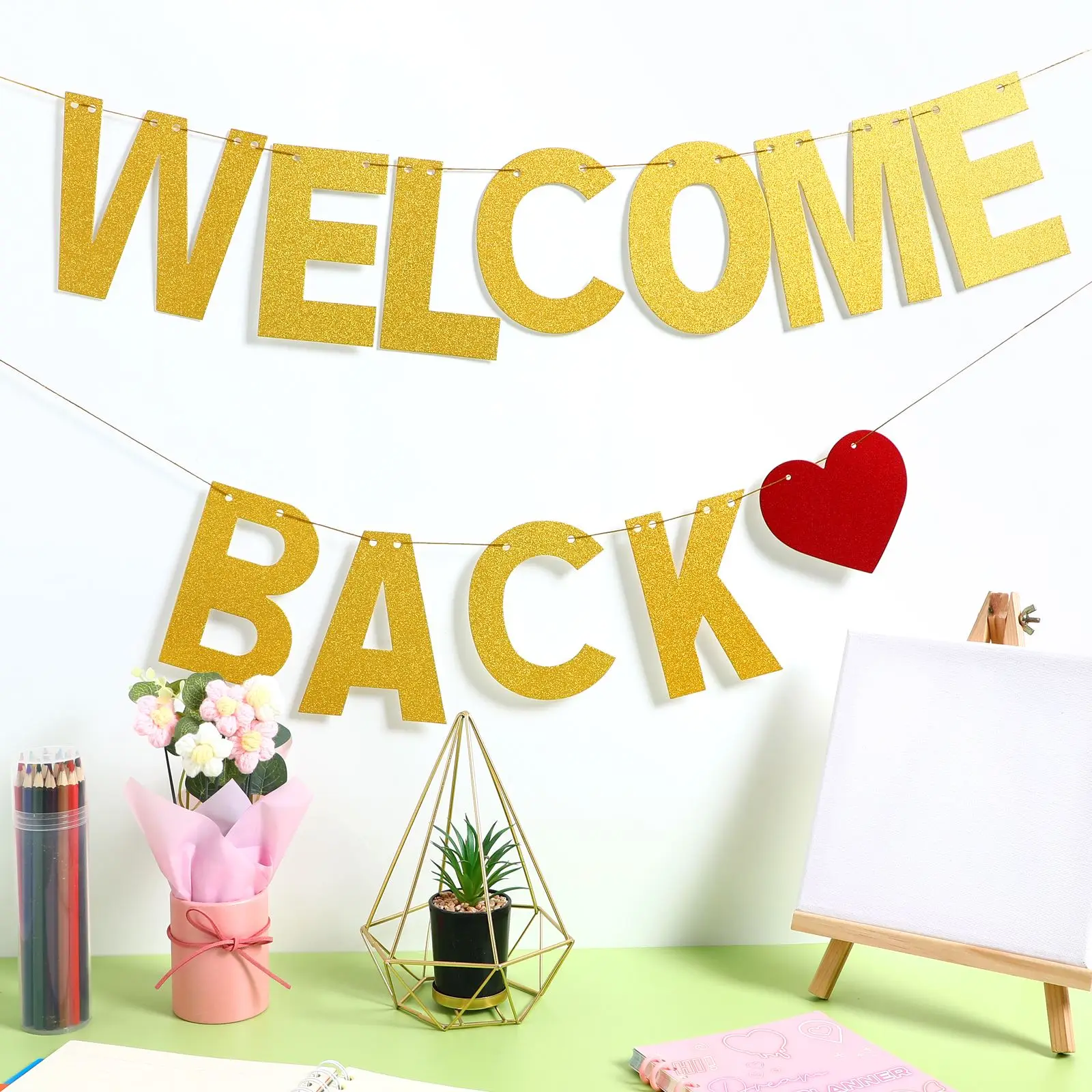 Back To School Banner Hangable Welcome School Banner Gold Welcome School Banner Back To School Party Hangable Decoration Supply