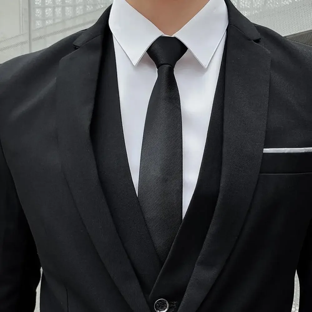 Business Men\'s Groomsmen Blazers Trousers Groom Wedding Dress Banquet Solid Color Slim Fit Suit Jacket Coat Vest Pants Set 3 Pcs