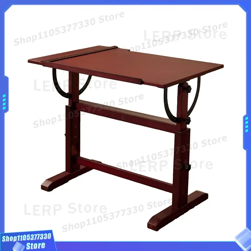 Adjustable Height Solid Wood Art Drawing Table Tilt Lift Painting Desk for Designer Engineering Drafting Workstation