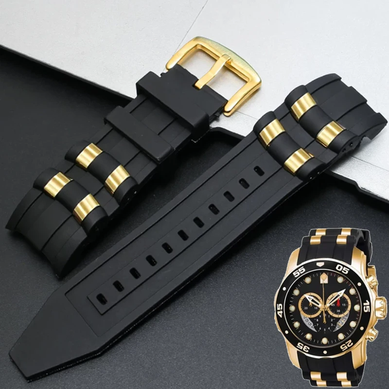 For Invicta Pro Diver 26mm Silicone Wristband Curved End Rubber Strap Replacement for Men High Quality Soft Sport Watchbands