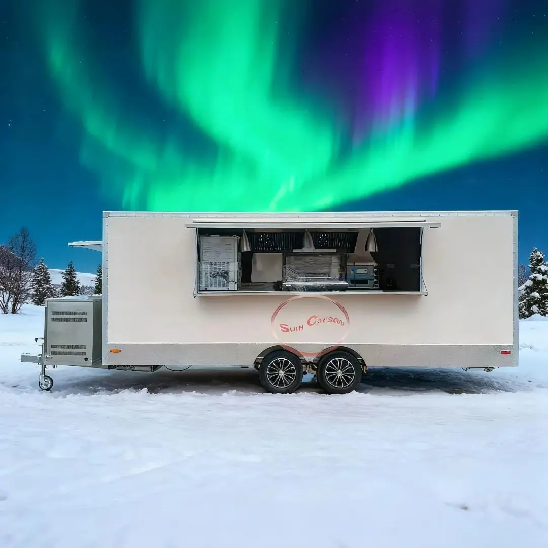 

Heavy-Duty Steel Tube Outdoor Food Trailer Large-Capacity Waterproof Sun-Protective Storage Vendor Cart for Camping