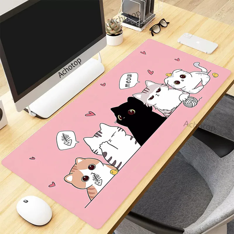 Süße Katze große Gaming Mouse pad xxl Gamer Mauspad 900x400 Größe für Büro lange Tisch matte Kawaii Schreibtisch für Teen Mädchen für Schlafzimmer