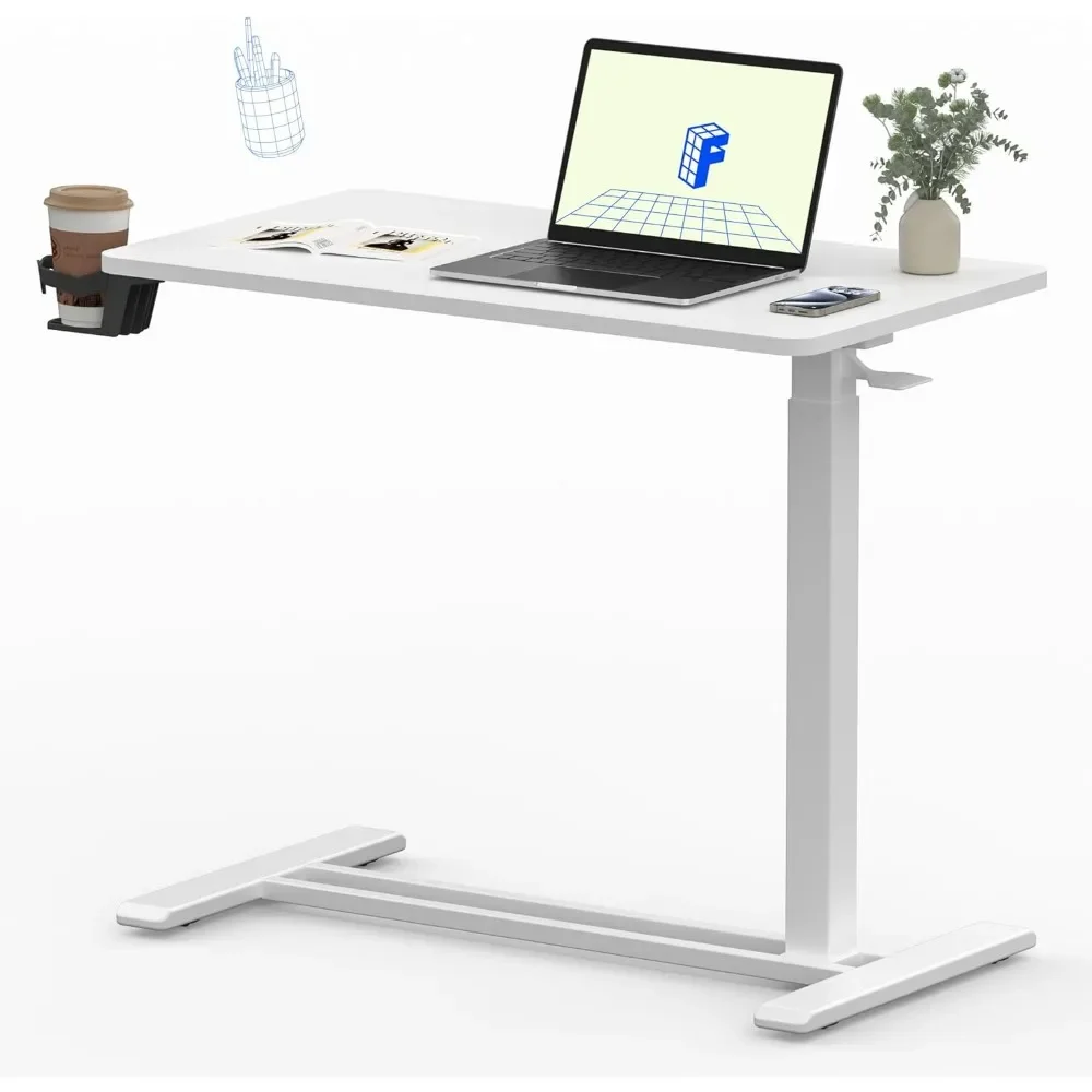 Mobile Standing Desk with Wheels Pneumatic Laptop Desk Rolling Computer Cart Movable Height Adjustable Small Sit Stand Desk