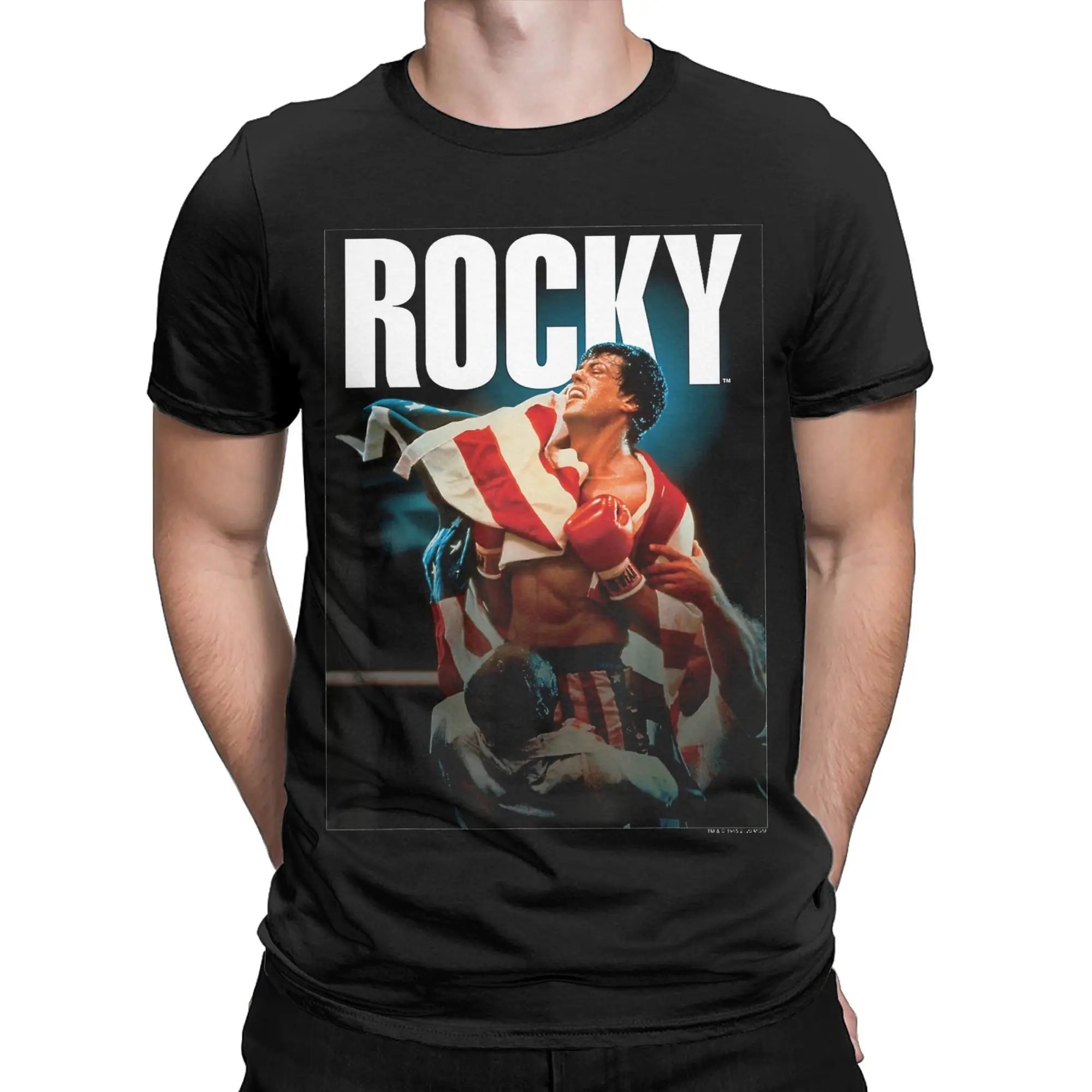 Men Women Graphic Printing Rockys IV American Flag Portrait T Shirt Tee Pure Cotton  T-shirts Clothing