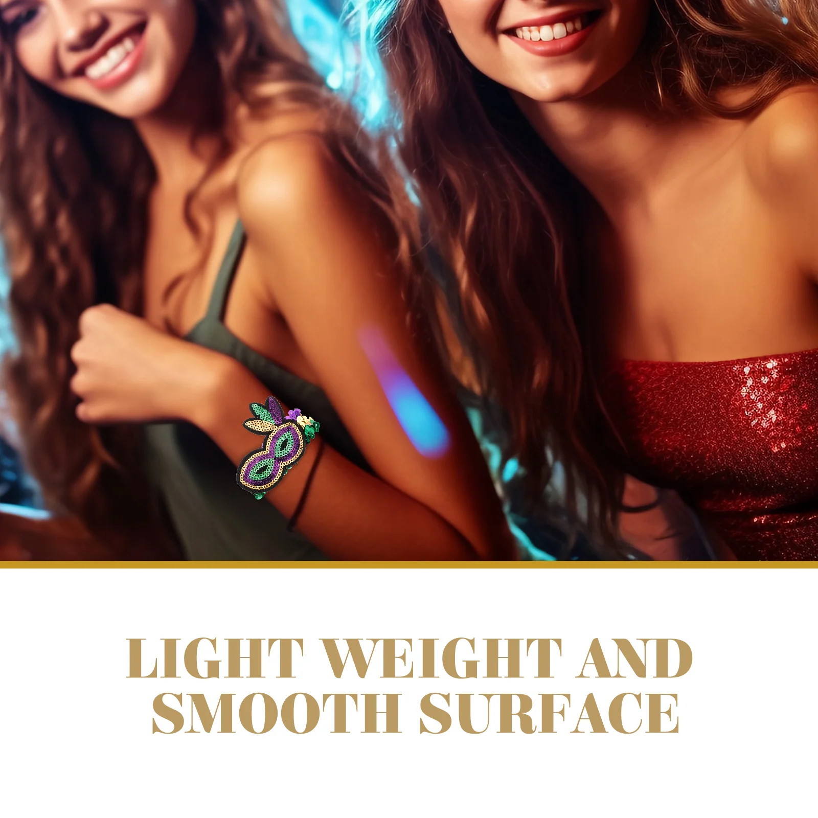 

2Pcs Shamrock Glitter Wristband Irish Party Bracelet Set Eyemask Design Comfortable Skin-Friendly Sequin Bracelets for Holiday