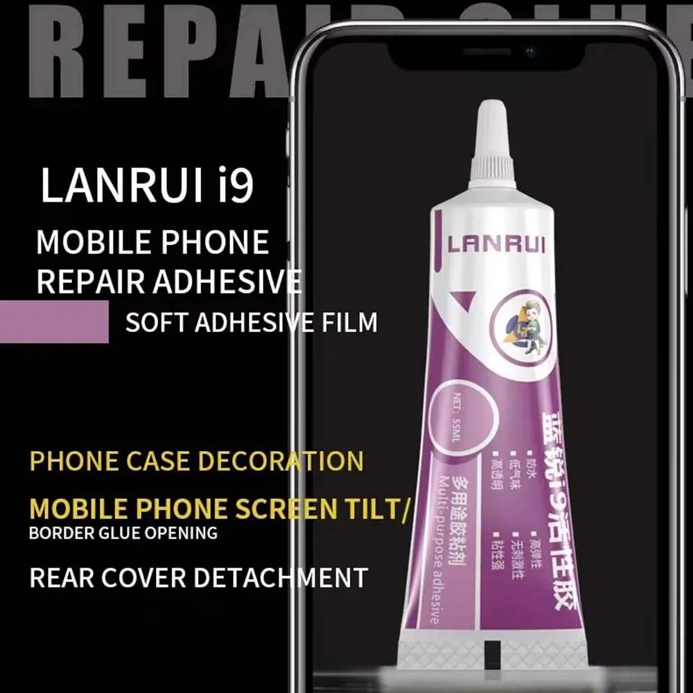 Lanrui i9 cola adesiva forte multifuncional para celular, moldura intermediária, capa traseira, pasta de tela, ferramentas de reparo de remodelação