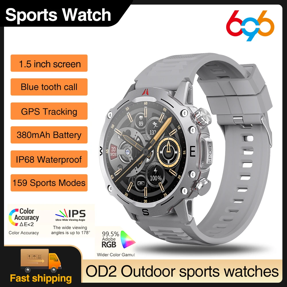 Montre intelligente d'appel Bluetooth pour homme, sports de plein air, boussole, étanche IP68, fréquence cardiaque, ECG, bracelet, NDavid, 1.5 pouces, nouveau, 2025