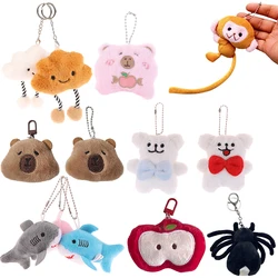 1Pc Cute Plush Toy Cartoon Monkey Dog Shark Kapibala Pendant Soft Stuffed Doll Keychain Backpack Car Bag Key Ring Decor Kid Gift