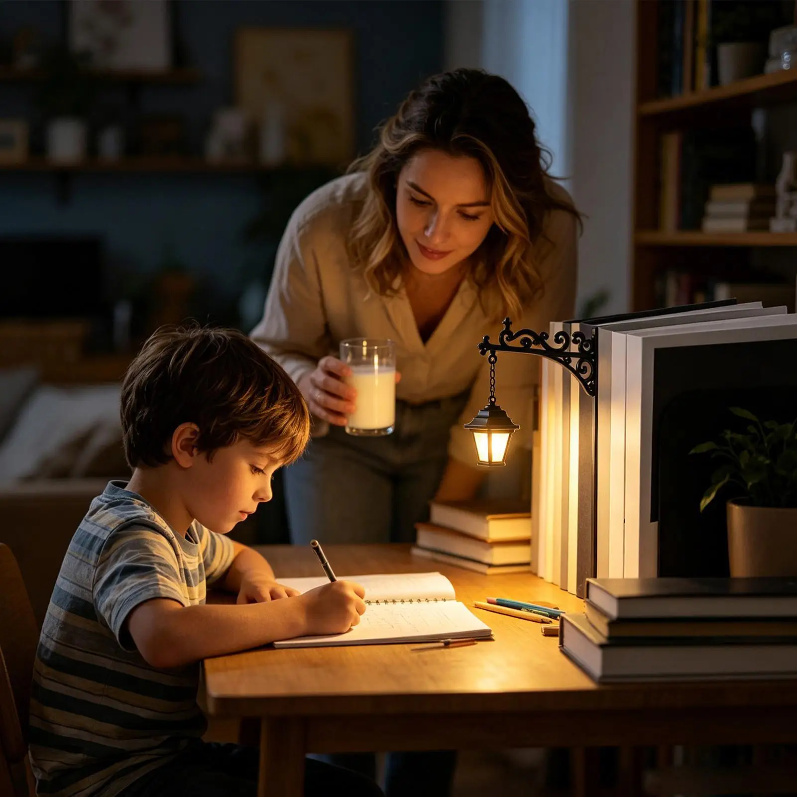 Bookshelf Lamp Vintage LED Warm Lantern Decorative Bookshelf Lighting for Home Living Room Study School Desktop Bookcase Cabinet