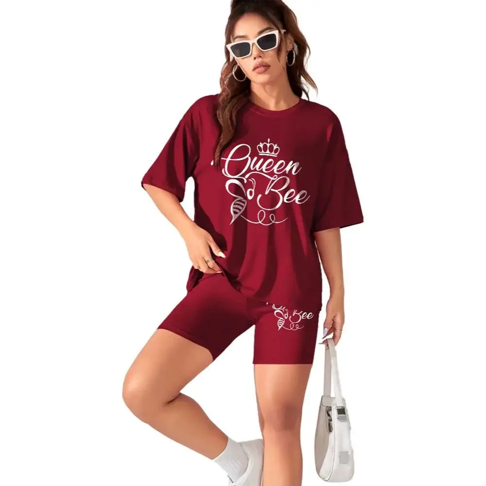 

Shorts set women's clothing summer 2024 novelty Summer Women's Printed T-shirt travel Women's Casual top T-shirt Shorts Set