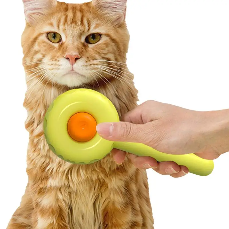 Cat Brushes For Indoor Cats Cute Dounut Shape Dog Brush For Shedding And Grooming Pet Hair Brush With Easy Push Button Removes