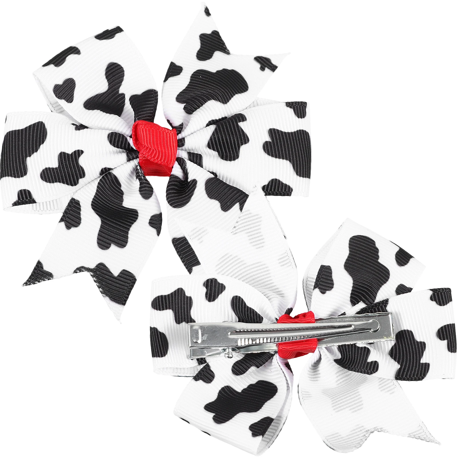 

2Pcs Cow Print Fabric Bow Hair Clips Adorable Cute Accessories for Girls Women Hairstyle Decorations Bows Craft Gifts