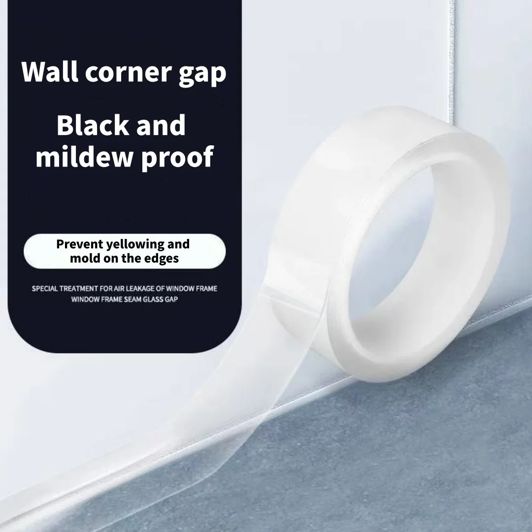 Single sided nano anti mold tape, transparent seamless self-adhesive sealing strip, used for kitchen and door and window gaps