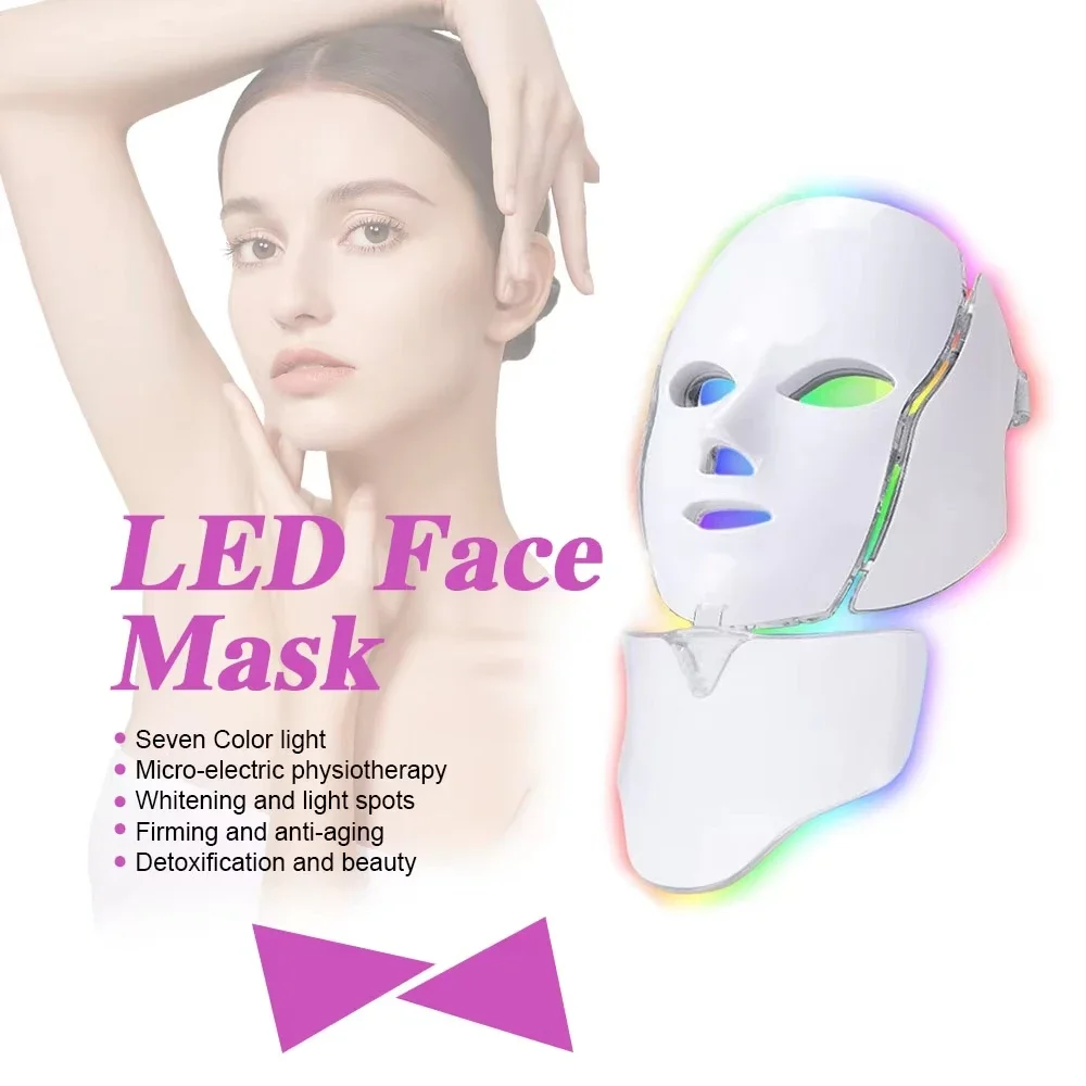 Houselin Blue & Red Facial Conditioner, 7 Colors LED Facial Conditioner, Portable Face & Neck Skin Care Device