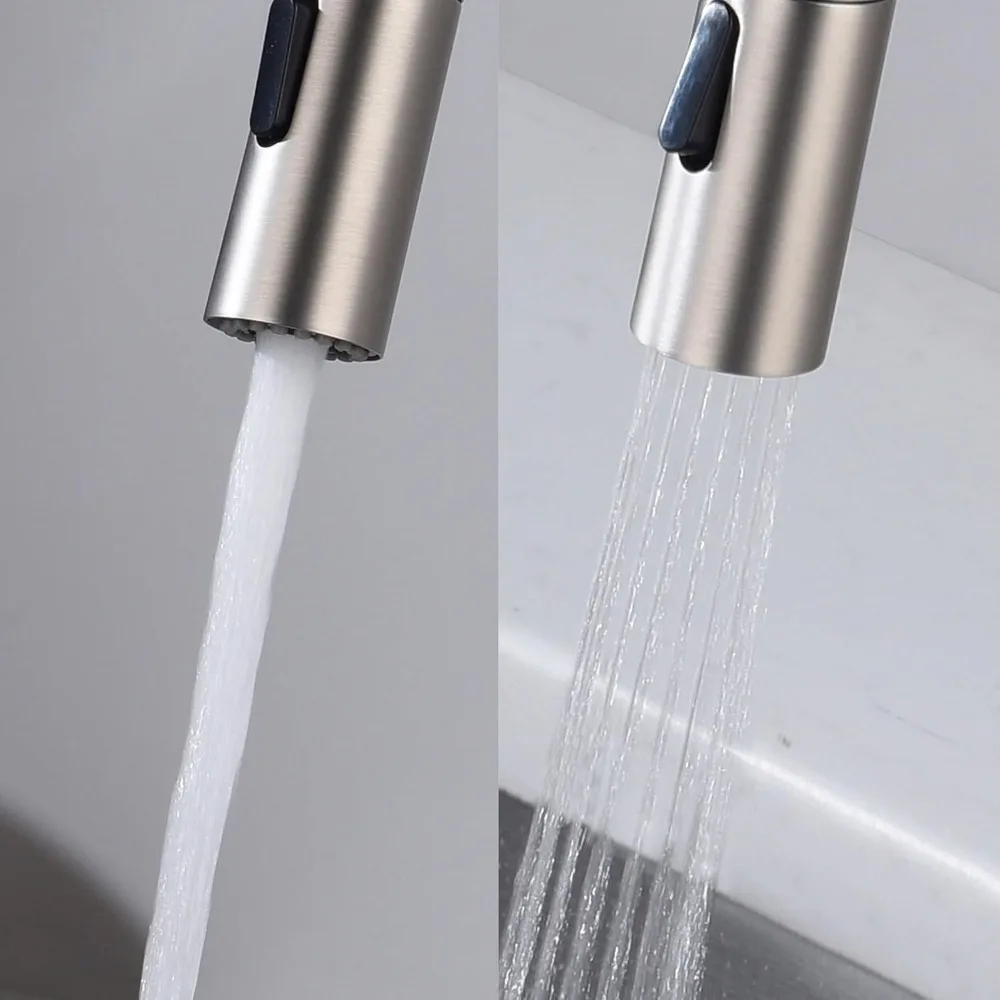 싱글 핸들 주방 수도꼭지 - 스프레이어가 있는 높은 아크형 스파우트 |   견고한 황동 구조 |   간편한 청소를 위한 싱크 수도꼭지