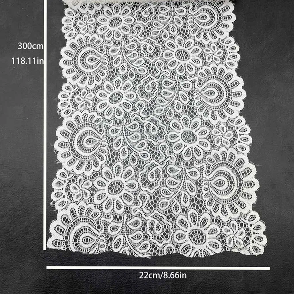 (3 meters/roll) 220mm White And Black Elastic Lace Fabric French Hollow Underwear Lace Trim Manual DIY Exquisite Design