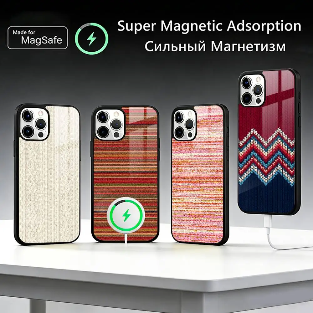 

Fabric Texture Pattern Phone Case For iPhone17,16,15,14,13,12,11 Plus,Pro Max, New Magnetic Wireless Charging