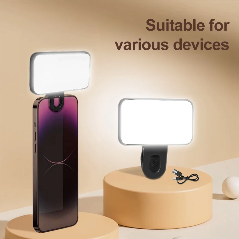 

Pop Mini Rechargeable Selfie Fill Light Portable Pocket Light Adjustable Brightness Clip For Mobile Phones & Computers LED Light