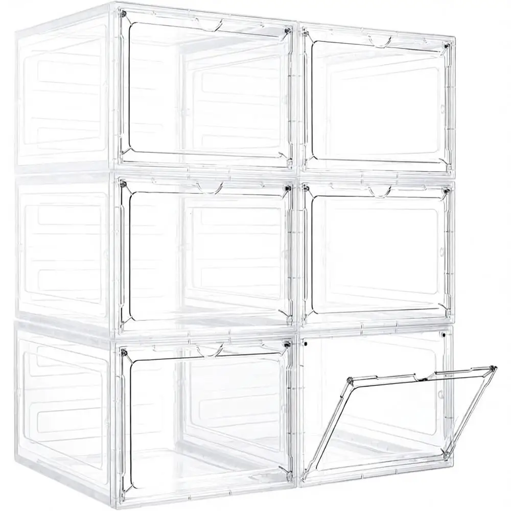 

Clear Plastic Storage Containers, Magnetic Acrylic Door, Stackable, 19 Qt, Home Office Organizing