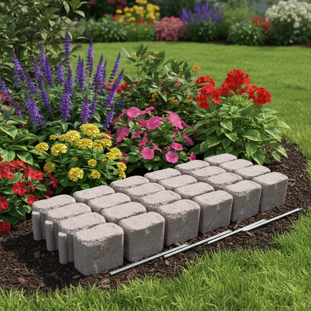 Landscape Edging | Garden Edging Border | Faux Stone Blocks for Lawn Edging, Flower Beds & Yard Edging