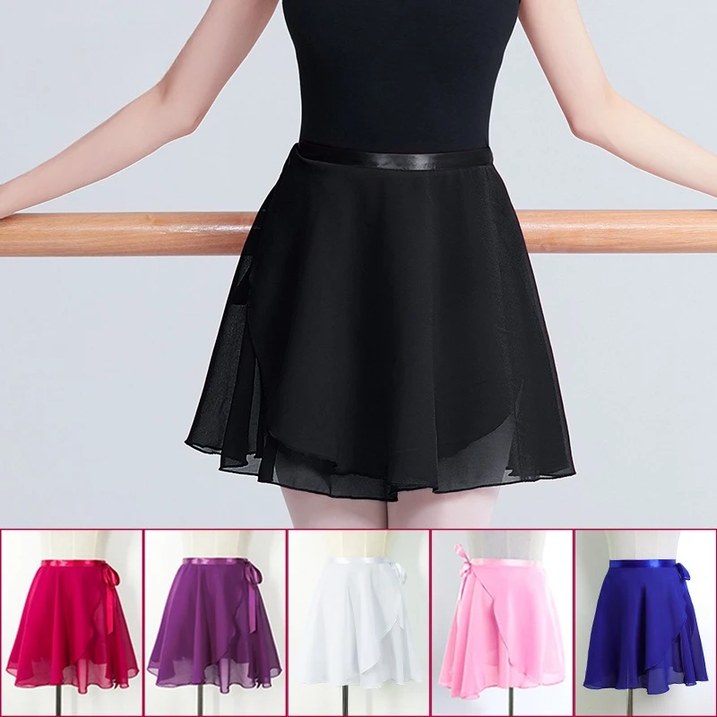 Adult Dance Practice Attire: Gauze & Chiffon Mid-Length Swing/Ballet Skirt with Lace-Up Detail